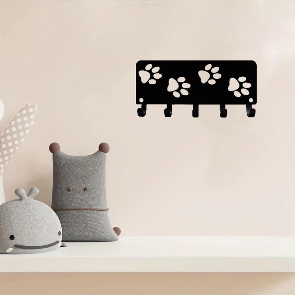 1pc Walking Paws Key Rack Hanger & Dog Leash Organizer - 9 Inch/6 Inch Metal Wall Art for Wall Hanging and Hooks