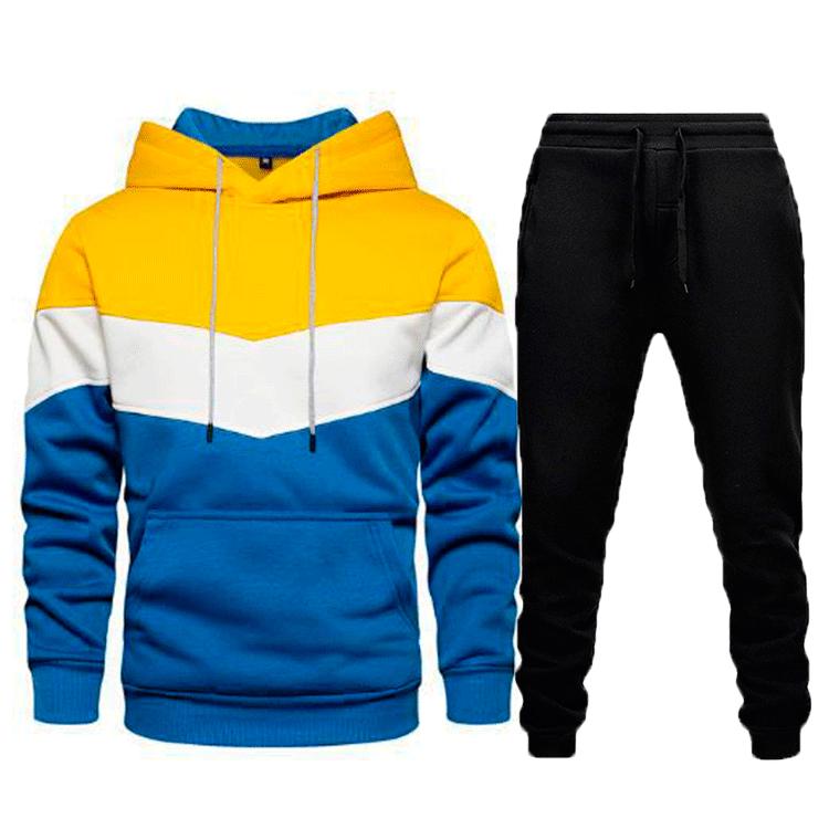 

Blue Street Style Color Block Hoodie & Jogger Set for Youth - Autumn/Winter Collection XL