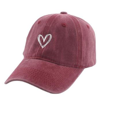 Casquettes de Baseball Sportives d'Extérieur à la Mode Pour Hommes Femmes Broderie Cœur d'Amour Casquette Snapback Coton Lavé Casquette Papa