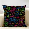 Colorful Game Controllers Cushion Cover Durable Hypoallergenic Organic Linen Pillow Cover Short Size Washable Skin-Friendly