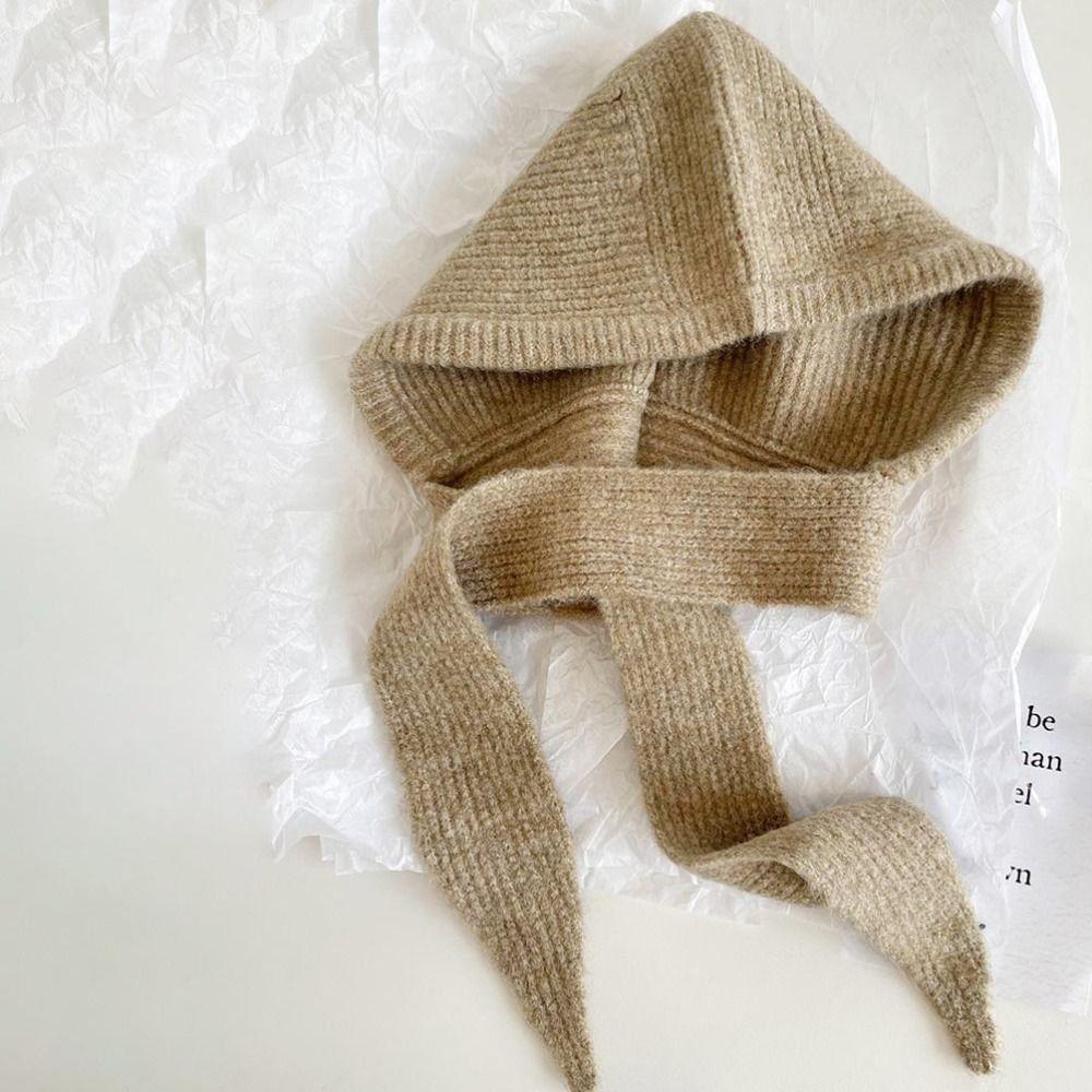 Windproof Knitted Hooded Hat Winter Neck Collar Scarf Cap Korean Balaclavas Cap  Men Women