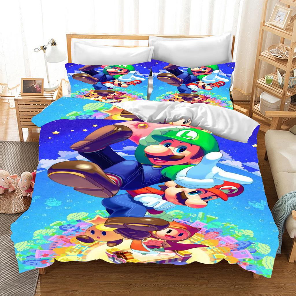 Mario Duvet Cover Set Comforter Bedding 3d Children'S Bedding Set 3-Piece 1 Quilt Cover King Size