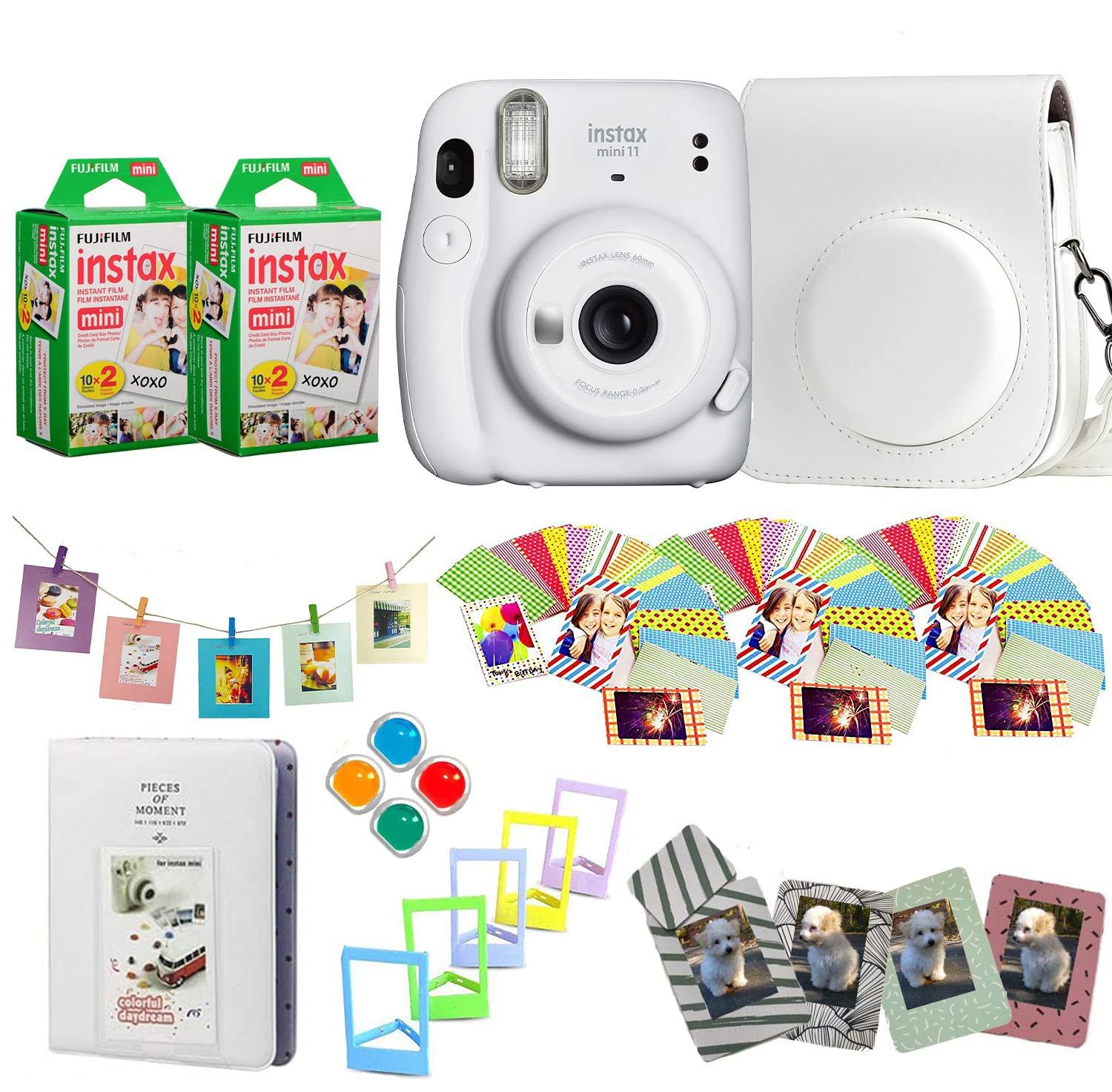 

Fujifilm Instax Mini 11 Instant Camera + Fuji Instax Film 40 Shots + Protective Case + Magnetic Frame + Album Frame Design Kit (Ice White)
