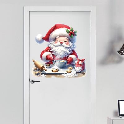 2025 Santa Claus Tür Aufkleber Weihnachten Tag Hause Dekoration Selbst Klebe PVC Vinyl Wandbild Aufkleber