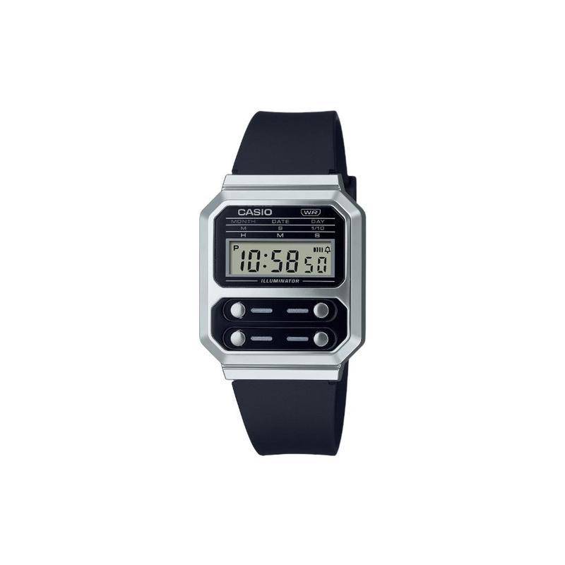 CASIO Waterproof Retro Quartz Resin Strap Men and Women Same Style Black Dial A100WEF-1A