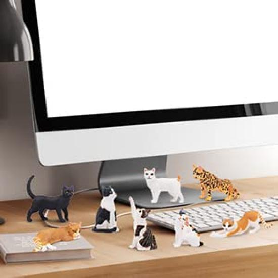 TOYMANY 8PCS Cat Figurines, Cute Cats, Realistic Animal Models, Popular Animal Toys, Birthday Present, Christmas, New Year, Decoration, Collection,