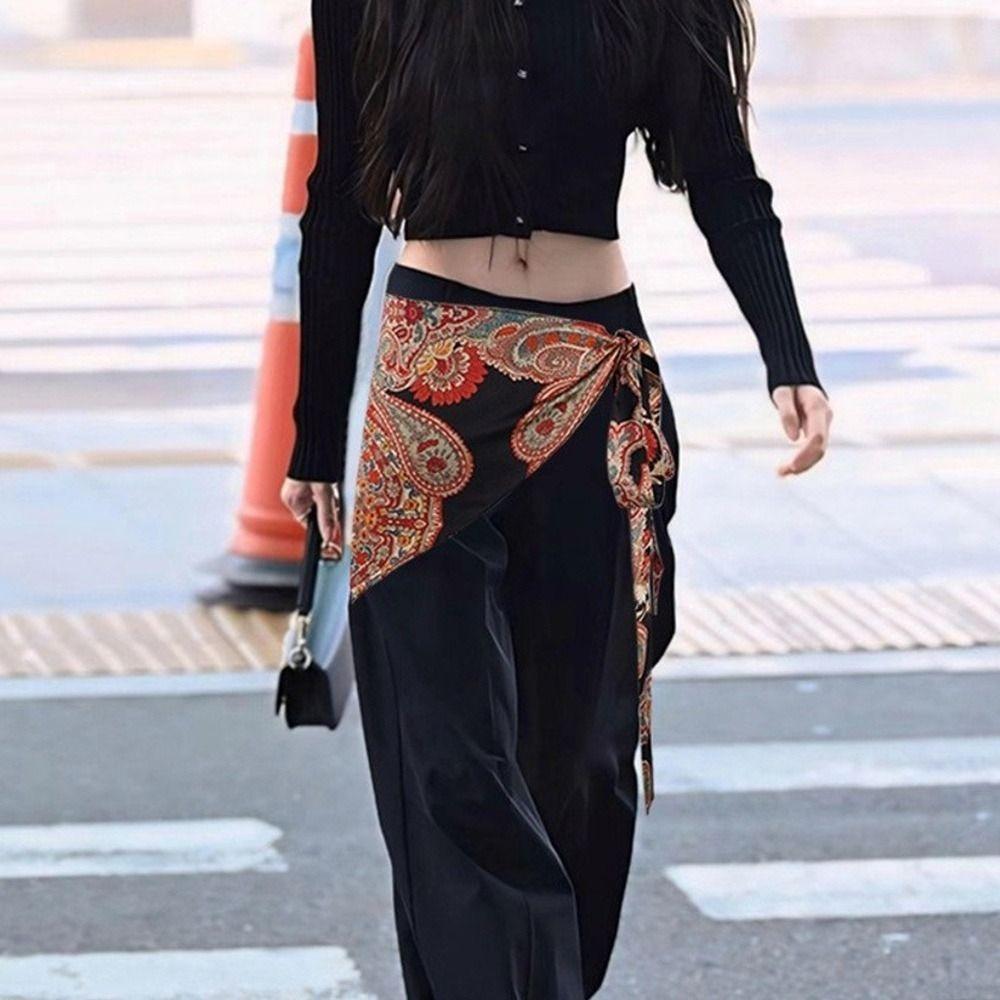 Bohemian Floral Triangular Belt Ethnic Decorative Skirt New Hip Scarf  Casual Wear