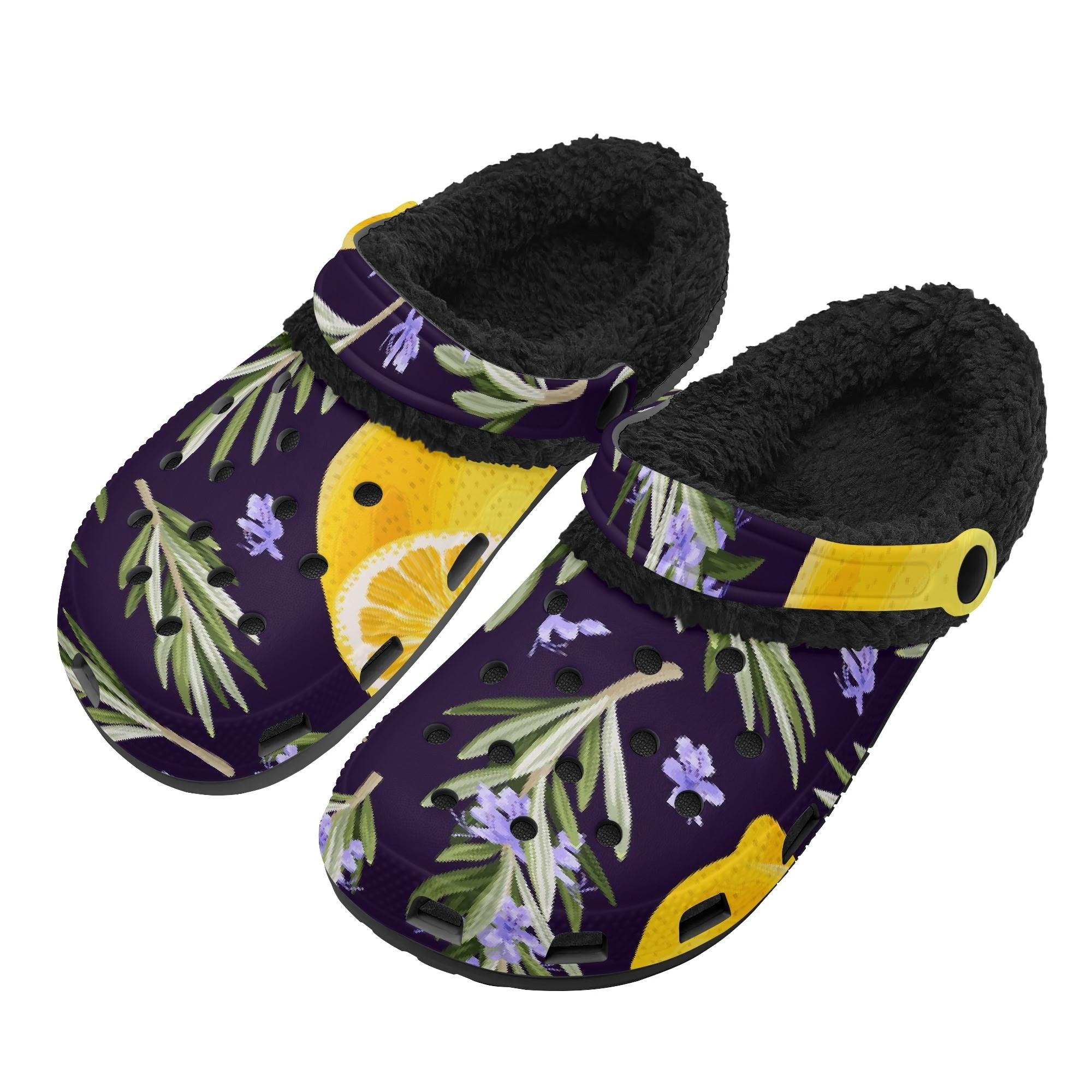 1 пара Унисекс Черные Клоги на Флисовой Подкладке Теплая Повседневная Обувь без Шнуровки с Прочной Амортизацией из ЭВА 48 чёрный