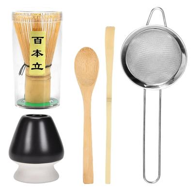 2-5Pcs Matcha Whisk Set Practical Matcha Kit with Whisk Holder Matcha Whisk Sifter Tea Scoop and Tea Spoon Japanese MatchaTea