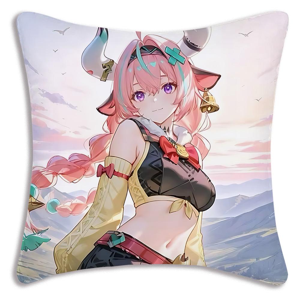 Hot Anime Genshin For V-Varesa Pillow Covers Cartoon Sofa Decorative Home Double-sided Printing Short Plush Cute Cushion Cover