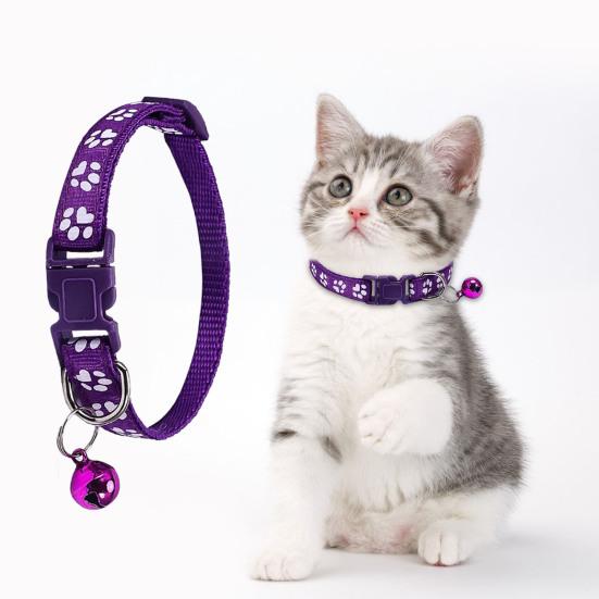 2Pcs Dog Collar Adjustable Buckle Design Exquisite with Bell Paw Pattern Pet Cat Dog Neck Circle Pet Supplies
