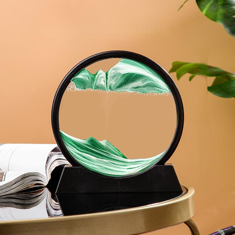 

1 шт. 3D движущаяся песчаная художественная картина, круглое стекло, глубокий морской песчаный пейзаж, песочные часы, зыбучие пески, ремесло, текучая песчаная картина, домашний декор, подарок 7 inch