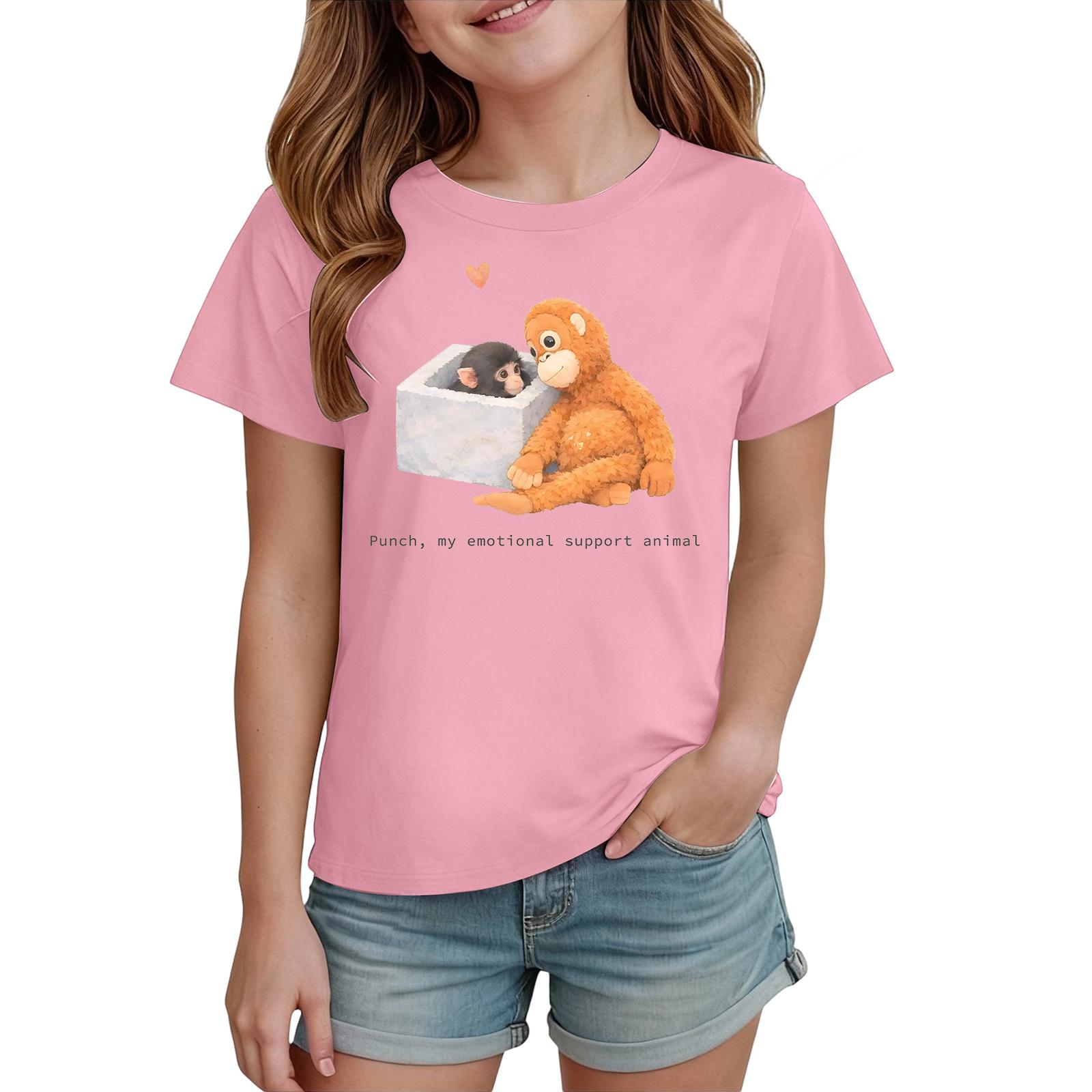 Boys  And Girls  Printed Fashion Casual Short-Sleeve T-Shirts 130 розовый