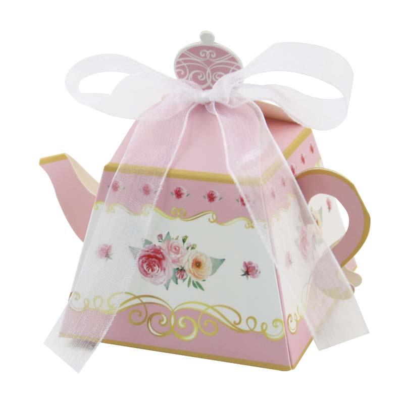 Carton European Sugar Box Retro Printing Teapot Happy Candy Box, Personalized Afternoon Tea Cake Candy Box