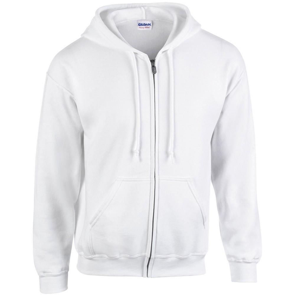 Gildan Heren Heavy Blend Hoodie met Volledige Rits L wit