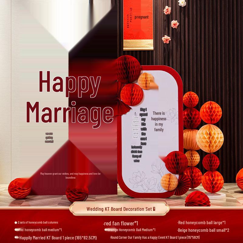 Three-Dimensional Double Happiness Wall Ornament for Wedding Room Decoration Sets