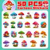 50 Mushroom Stickers Psychedelic Colorful Mushroom Personalized Graffiti Stickers Balance Car Suitcase
