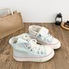 Fresh Women Canvas Shoes High Flat Canvas Sneakers Lace Up Student Black Sport Shoes Pink Girls Shoe Summer
