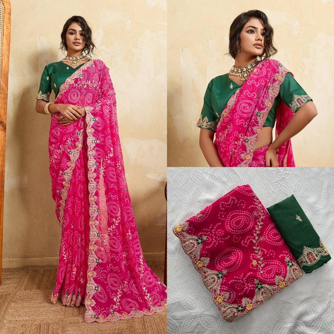 Wedding Wear Bandhej Georgette Saree