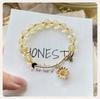 Qiaoen Natural Crystal Beaded Citrine Daisy Bracelet