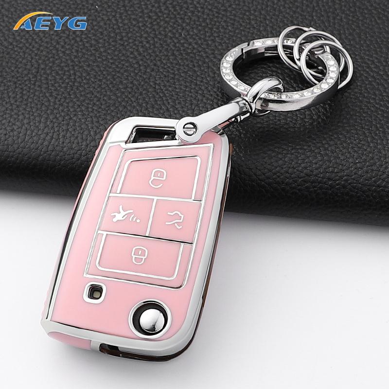 New Tpu Car Key Case Cover Shell Fob For Vw Volkswagen Golf 7 Mk7 Tiguan Mk2 For Seat Ateca Leon Fr 2 Ibiza Keychain Accessories