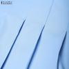 ZANZEA Women Casual Stand Collar Summer Off Shoulder Sleeveless Dress