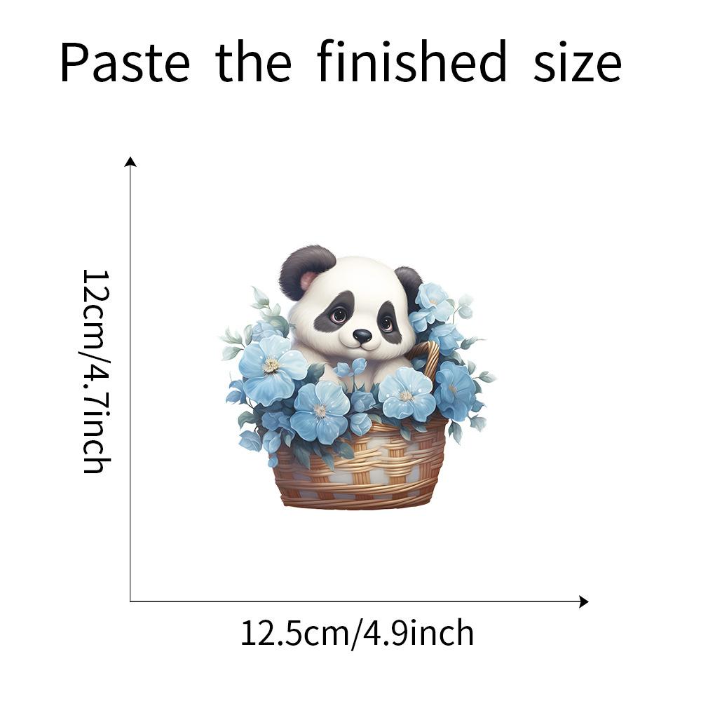 Playful Panda with Flower Basket Switch Plate Sticker Removable Self-Adhesive Decal for Bedroom Living Room Home Decor