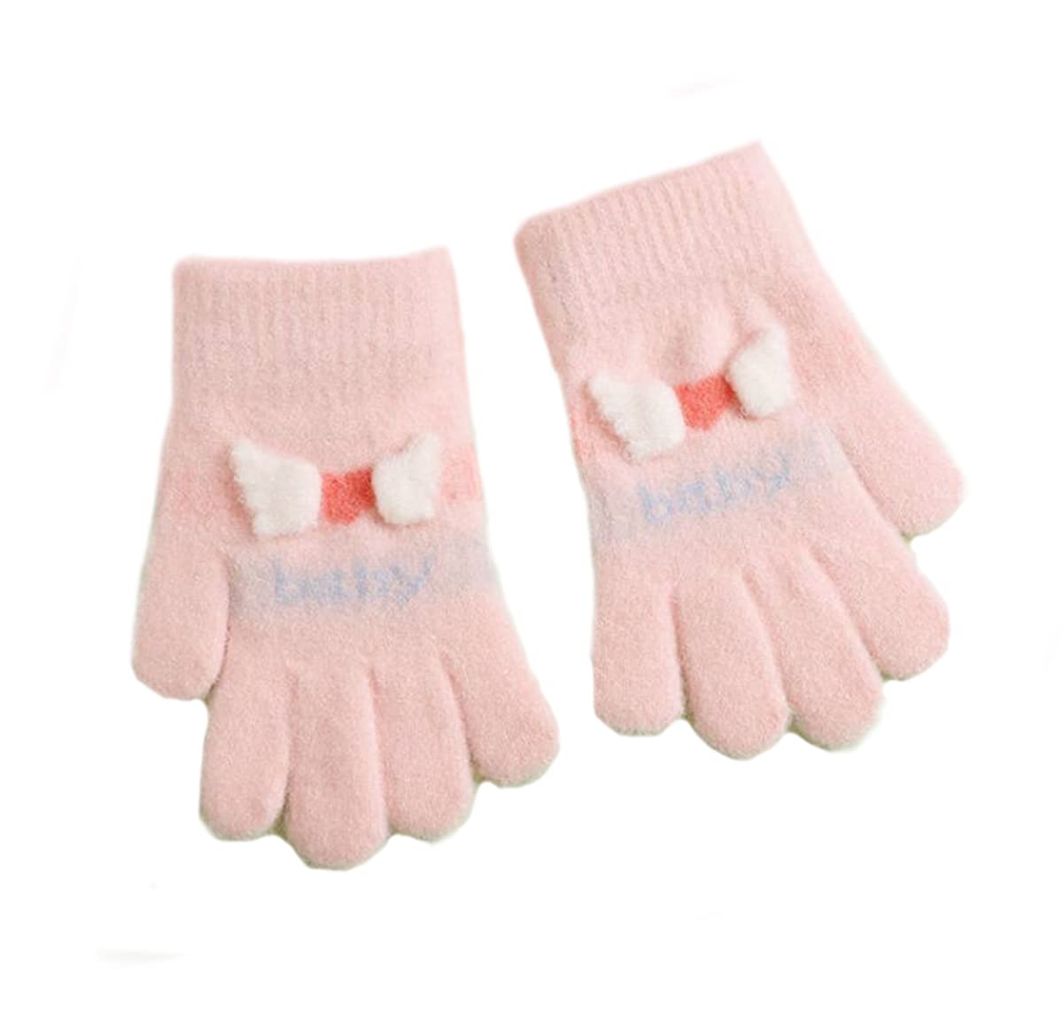 

VIISEN Popular Design for Girls Ages Cute and Perfect for Winter and Cycling Ages Kids Gloves, Five-Finger 2-6, Warm, Outings, School, (Pink, 3-6)