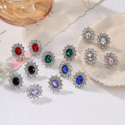 Women's Light Luxury Women's Colored Zircon Earrings, Colorful Treasure Earrings, Multi-color.