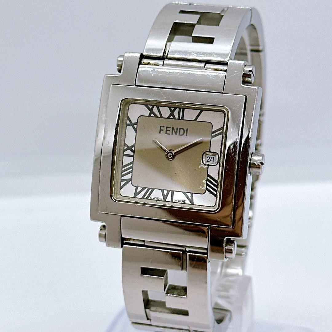 Used Fendi 6000G ladies watch square quadro date operation confirmed