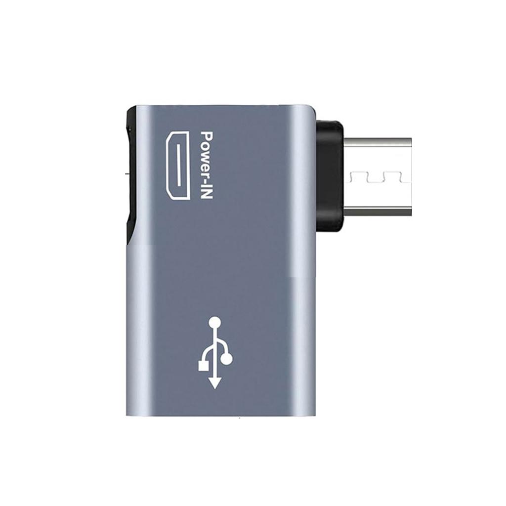 2-in-1 Power-in o USB to USB OTG Cable Adapter 90 Degree Right/Left Angled Host Converters for Keyboards