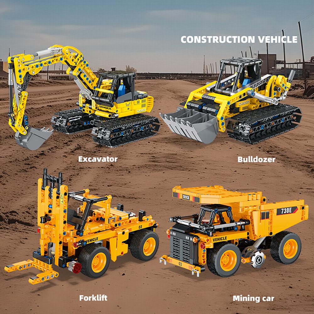 405PCS City Engineering Vehicle Building Blocks Set 3D Wheel Loader Mining Truck Crane Excavator DIY Toy for Children