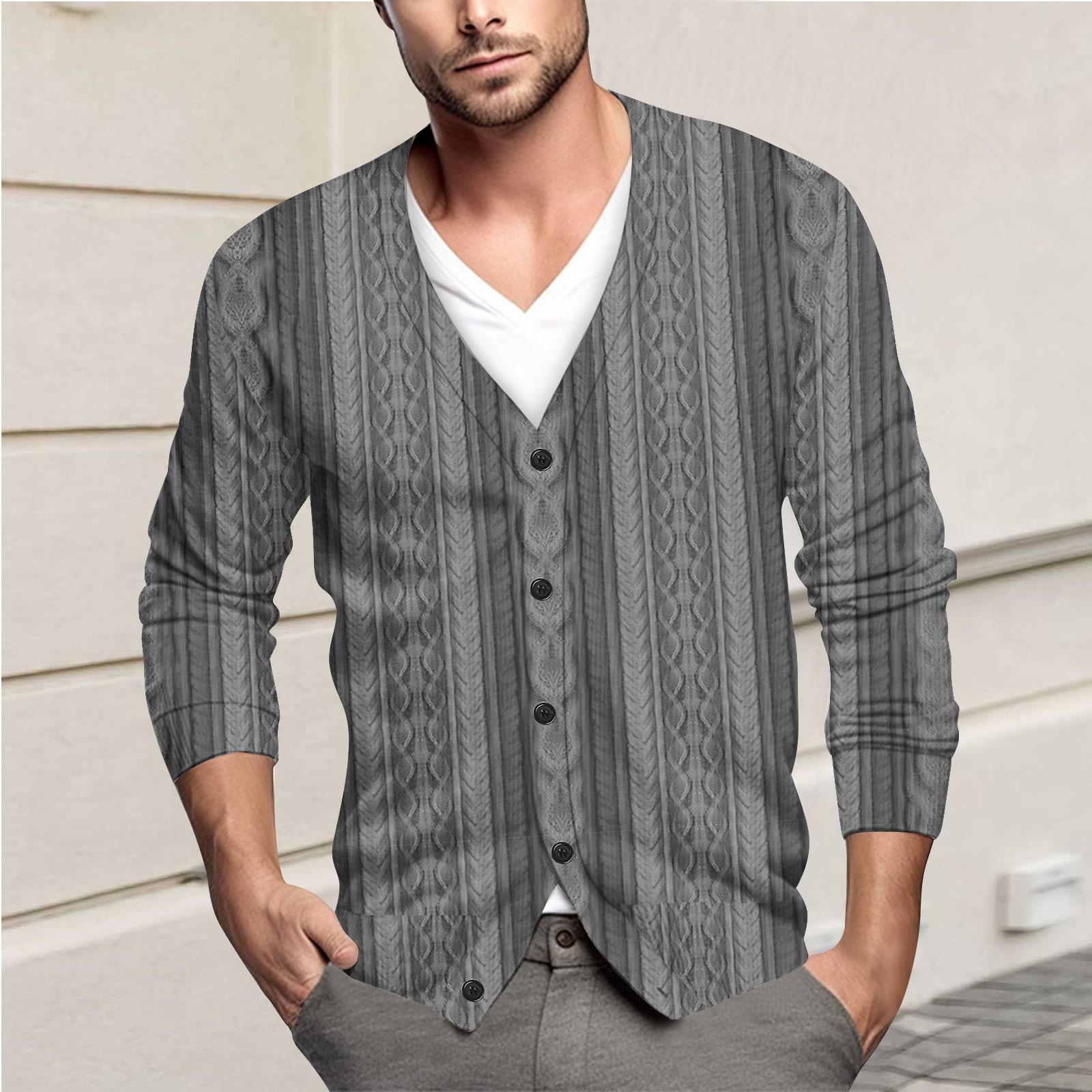 

Мужская повседневная однобортная модная куртка-кардиган с длинными рукавами на пуговицах M