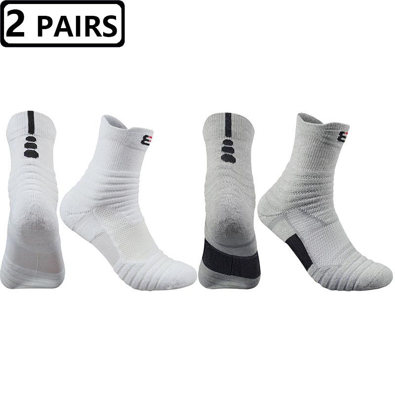 2 Pairs Size47,48 Quality New Men Outdoor Sports Elite Basketball Sock Cycling Compression Socks Cotton Towel Bottom Men's Socks