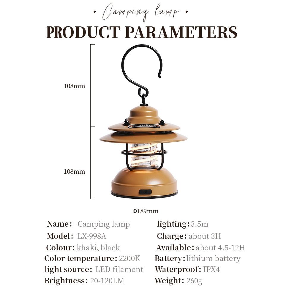 LED USB Desk Lamp Outdoor Emergency Flashlight Rechargeable Metal Vintage Hanging Camping Lamp Hanging Tent Lamp horse lantern