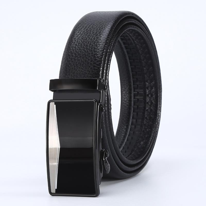 Belt Men'S Business Automatic Buckle Belt Scratch Resistant Lychee Pattern Belt Body Stall