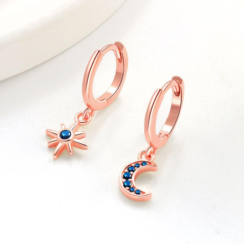 2025 Hot-selling Products Elegant Jewelry Gold-plated Zircon Moon Star Shiny Women's Fashion Pendant Earrings Waterproof Jewelry
