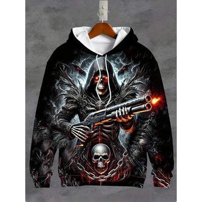 Herren Hoodie Vintage Totenkopf 3D Druck Kapuzenpullover Frühling Langarm Hoodie Übergroße Kleidung Fashion Street Sportshiort