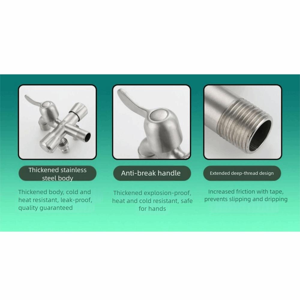 With Tape Stainless Steel Faucet with Washing Machine Outlet Angle Valve Faucet Toilet Diverter