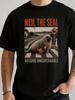 Maglietta Grafica Vintage The Seal Become Ungovernable a Maniche Corte da Uomo per l'Estate Uni