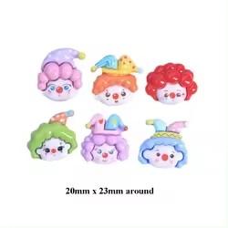 Craft Cute Cartoon Clown Design Flat Back Resin Cabochons Artificial Style Souvenir Model