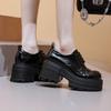 Brogue Women's Shoes 9cm Thick-soled Lace-up Loafers Female Comfortable and Height-enhancing Women High Heels