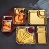 Stainless Steel Compartmentalized Snack Plate Gold Fried Chicken Sauce Dessert Bread Tray Silver with Vinegar Dish Rice Plates