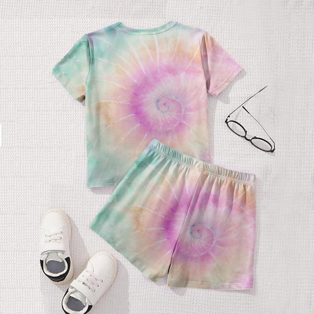 Kid Patriotic Outfit - Short Sleeve & Shorts 2-Piece Set For Girl