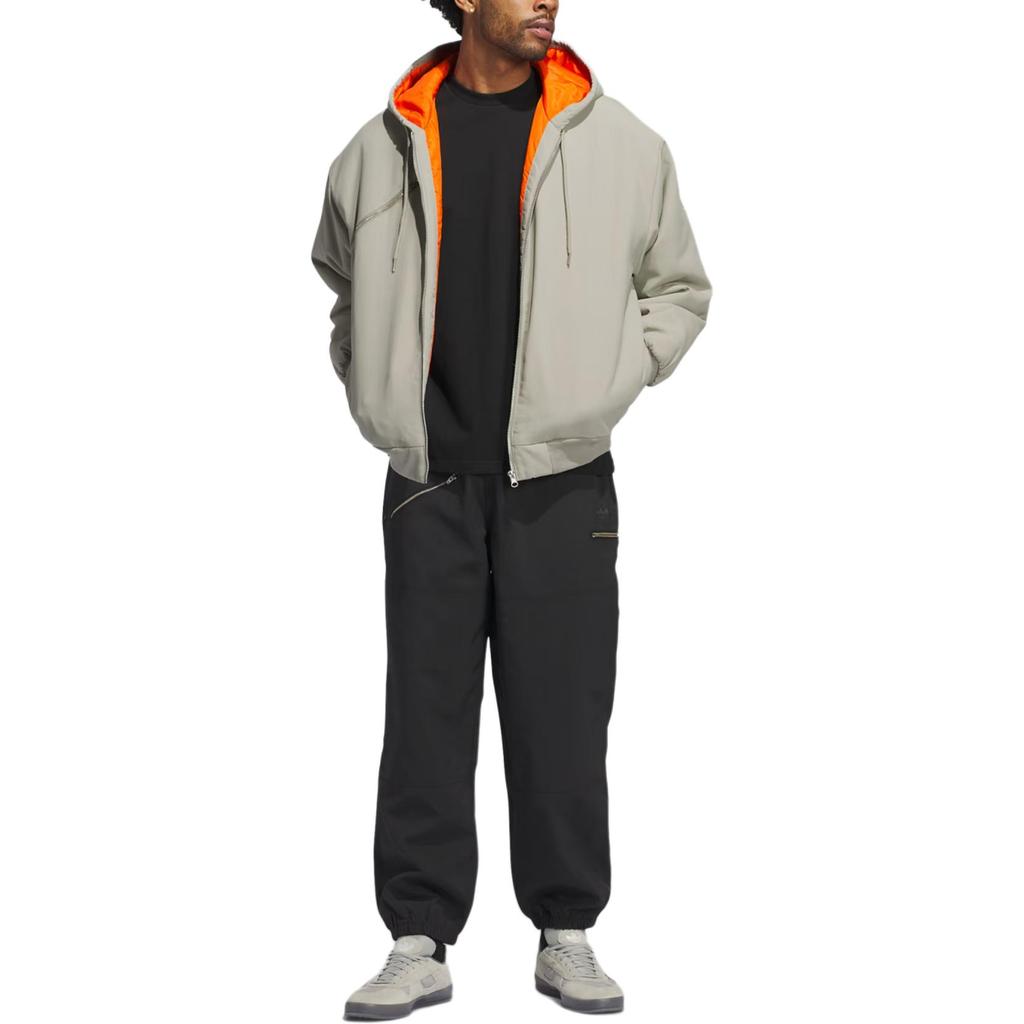 Adidas Originals Shmoofoil Nylon Canvas Kapuzenbequeme Lockere Jacke Herrenjacke Silber-Kiesel Universität-Orange IX9021
