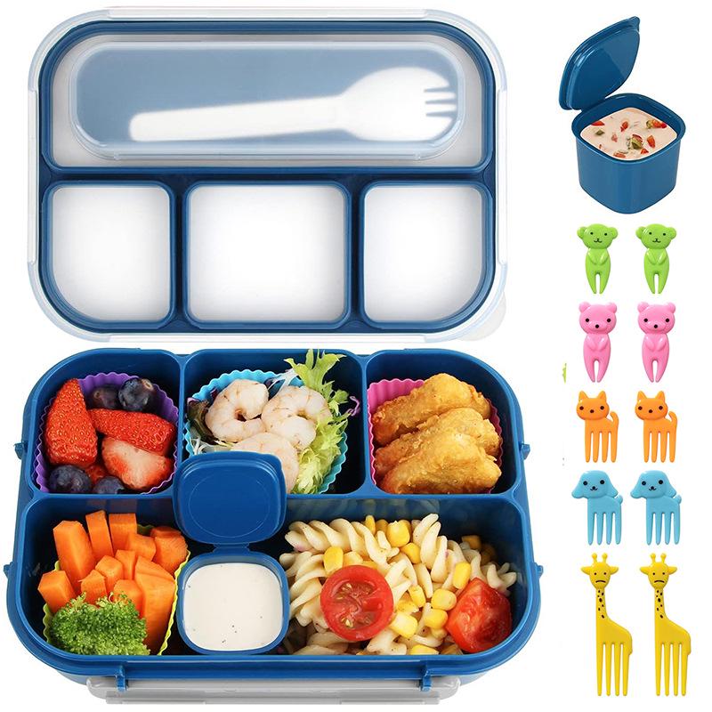Set da 16 pezzi di portapranzo bento in plastica per studenti con scomparti adatti al microonde e stuzzicadenti per frutta