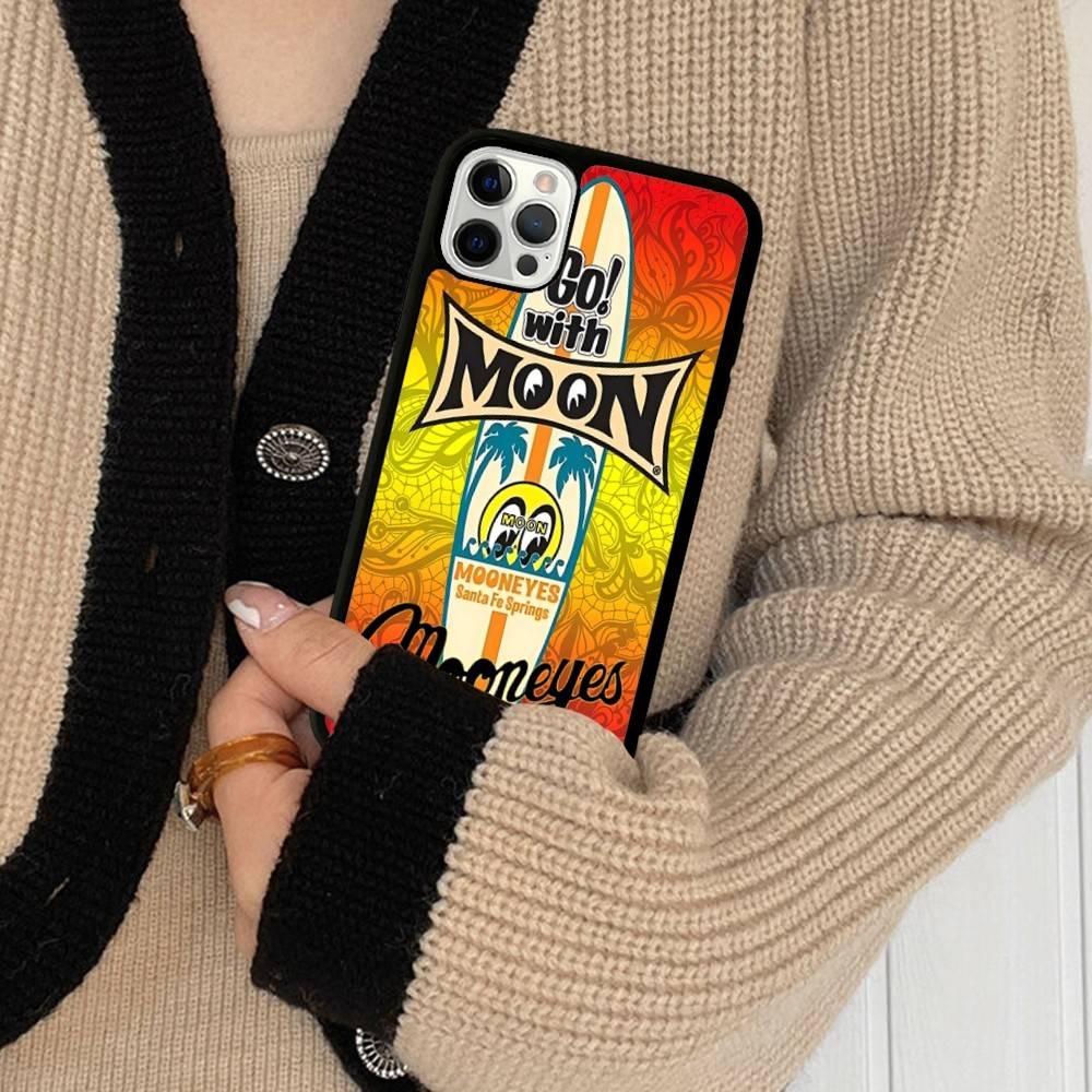 M-Moon-eyes Luxury PC+TPU Phone Case For IPhone 11 12 13 14 15 16 17 Plus Pro Max Cover