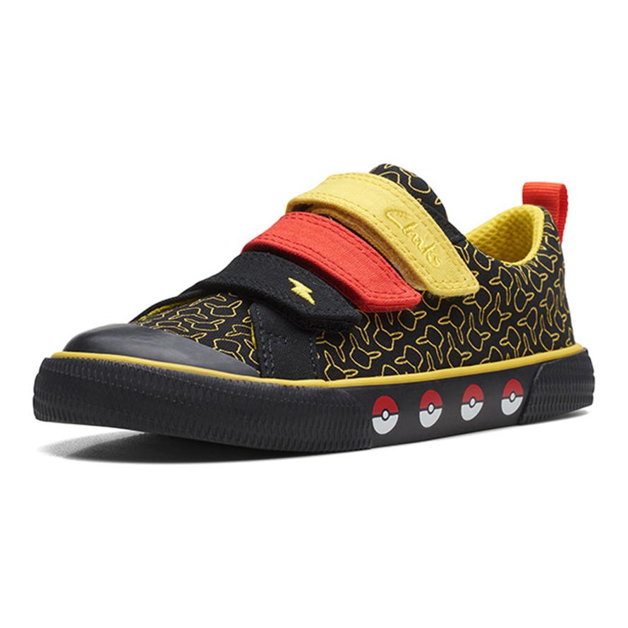 Clarks Stoff Runde Zehenpartie Bequem Klettverschluss Rutschfest Niedrige Schnürschuhe Kinder Sneaker Kinder Sneaker Schwarz Gelb 261726887