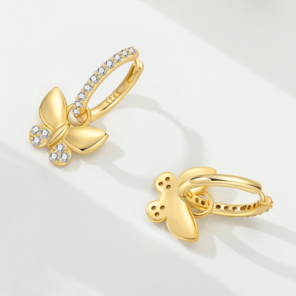Orstarry 925 Sterling Silver 18k Golden Butterfly Insect Drop Earrings Women Earrings Birthday Party Jewelry Fine Original Gifts