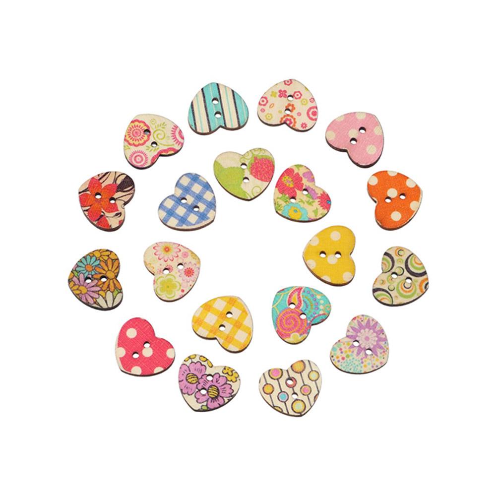 Crafts Arts Scrapbooking Decoration Apparel Sewing Wood Button Sewing Buttons Heart Shape Button